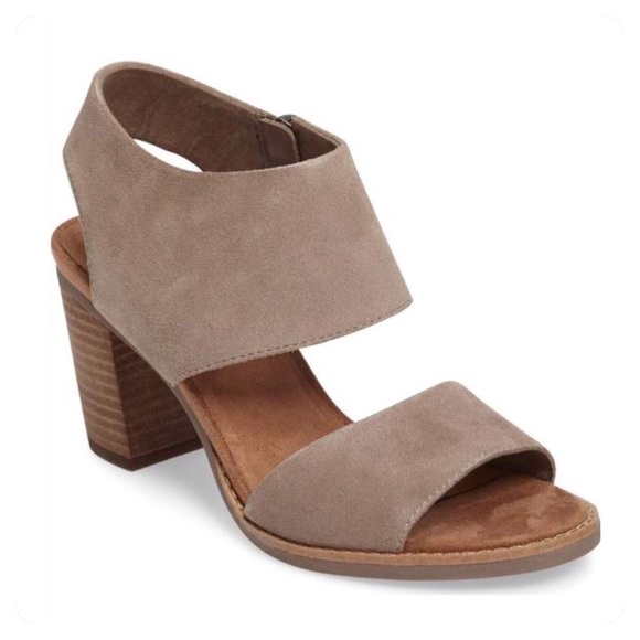 🆕 TOMS majorca suede cutout block heel sandals - Picture 5 of 7